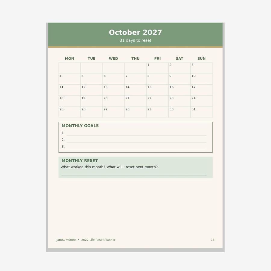 2027 Life Reset Planner — view 2