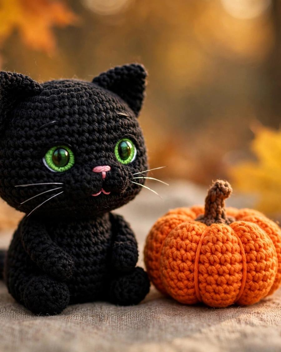 Spooky Black Cat Amigurumi Crochet Pattern — digital download by JamSumStore
