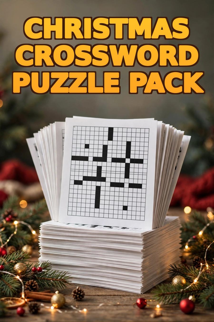 Christmas Crossword Puzzle Pack — 15 Printable Puzzles — digital download by JamSumStore
