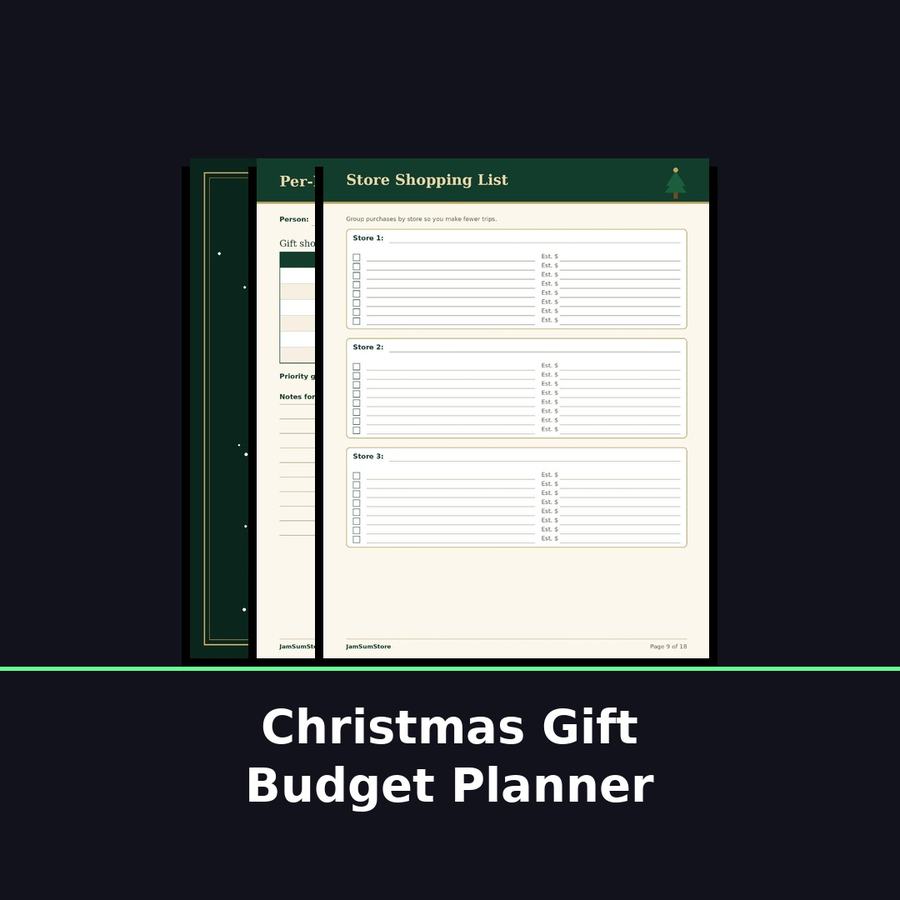 Christmas Gift Budget & Shopping Planner — digital download by JamSumStore