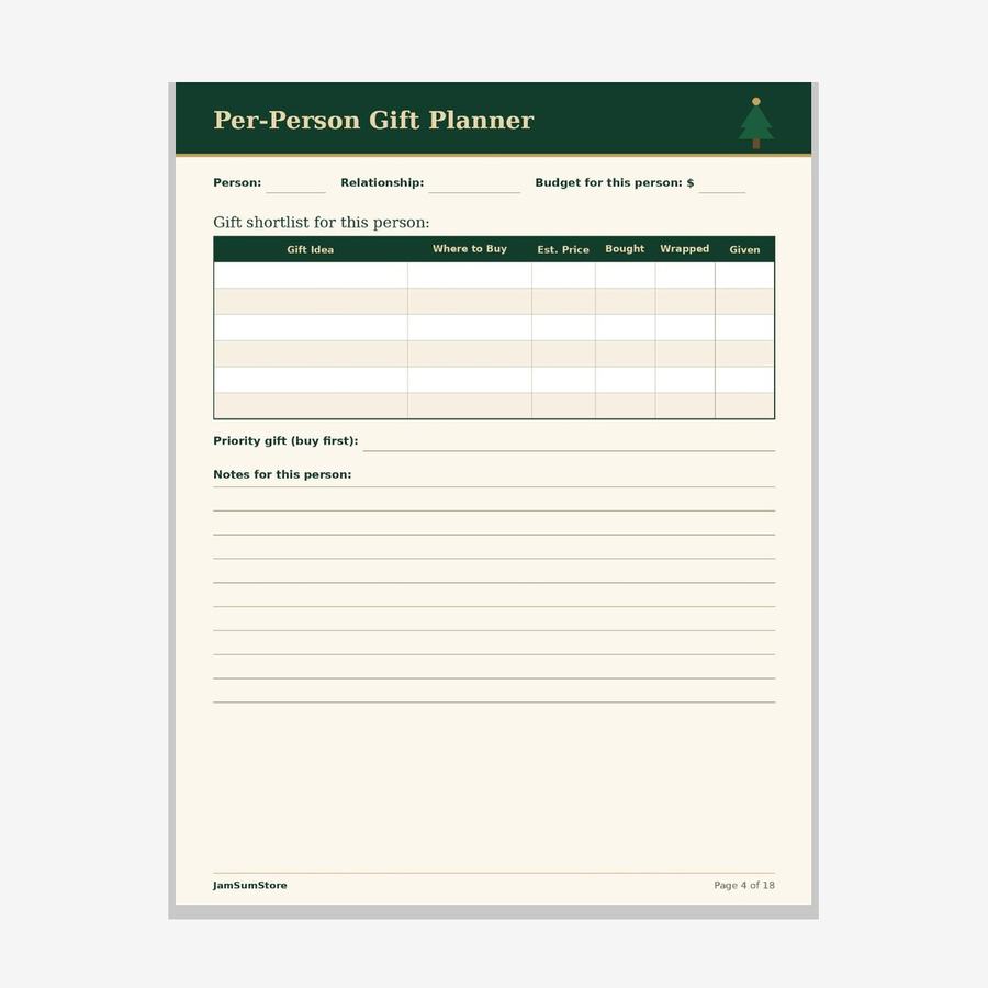 Christmas Gift Budget & Shopping Planner — view 2