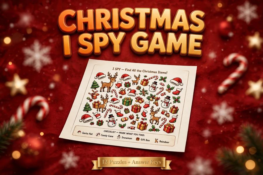 Christmas I Spy Game — 12 Festive Hidden-Object Puzzles — digital download by JamSumStore