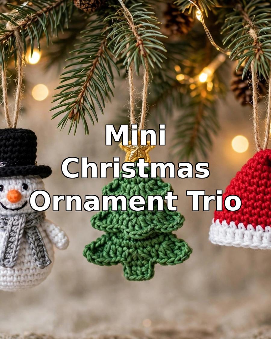 Mini Christmas Ornament Trio Crochet Pattern — view 2
