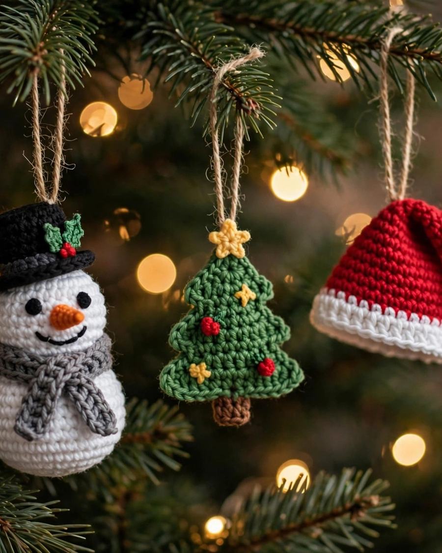 Mini Christmas Ornament Trio Crochet Pattern — view 4