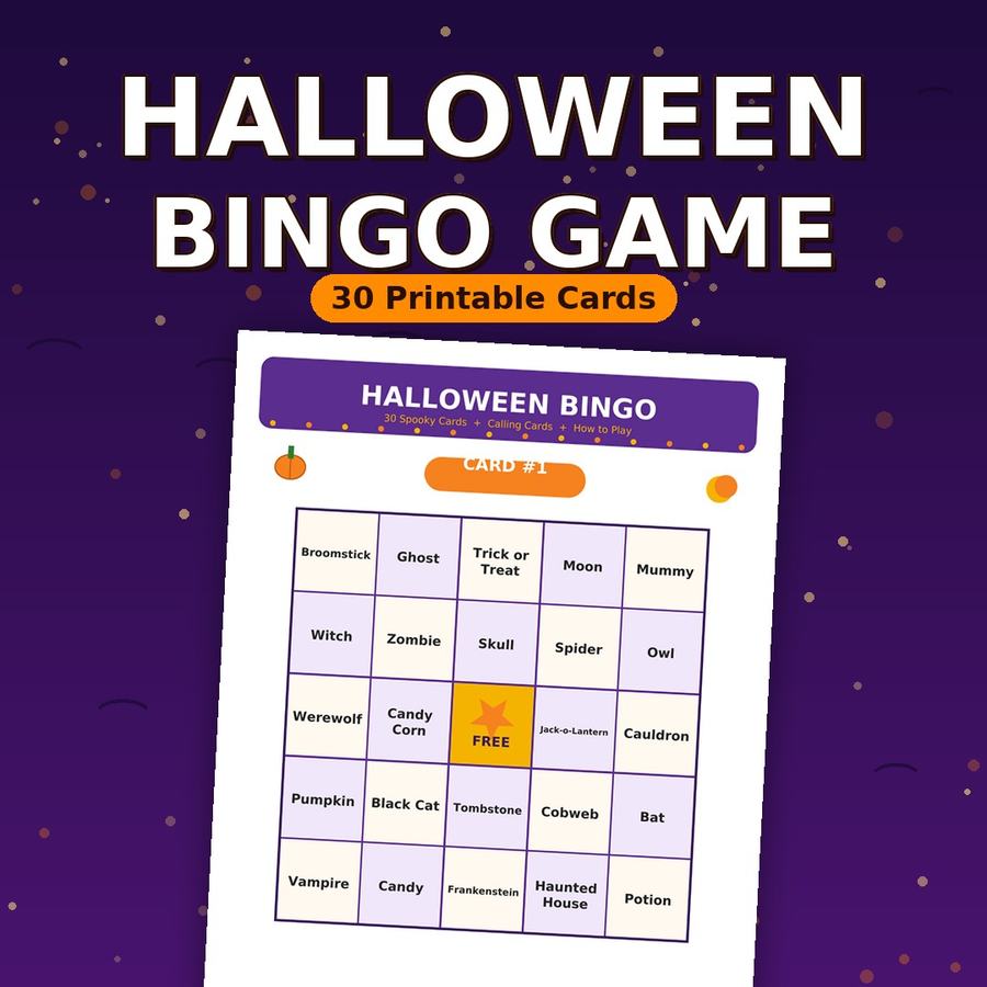 Halloween Bingo Game — 30 Printable Cards — digital download by JamSumStore