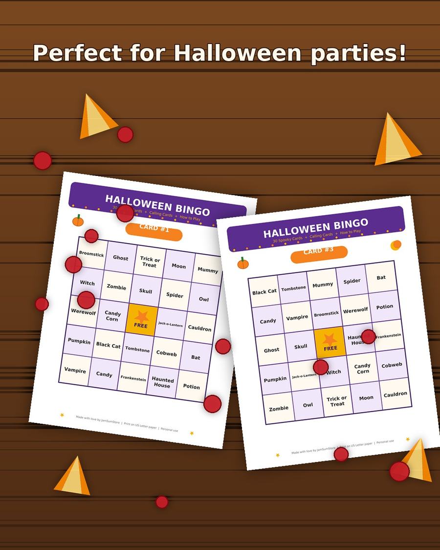 Halloween Bingo Game — 30 Printable Cards — view 4