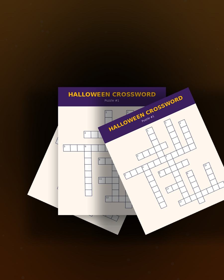 Halloween Crossword Pack — 15 Printable Puzzles — view 2