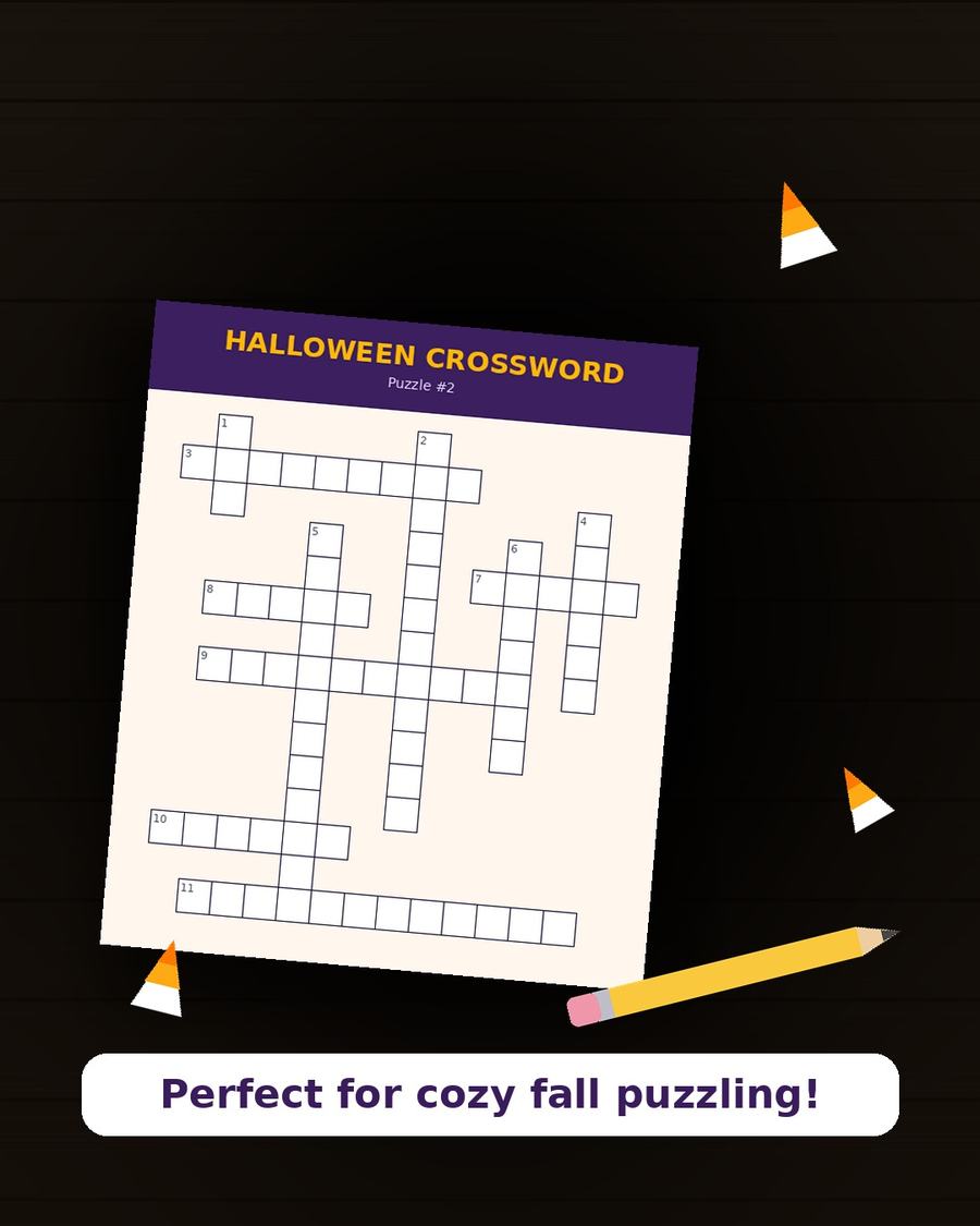 Halloween Crossword Pack — 15 Printable Puzzles — view 4