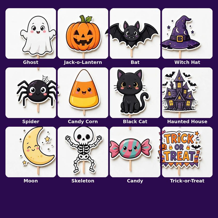 Halloween Cupcake Toppers — 12 Printable Spooky Designs — view 4