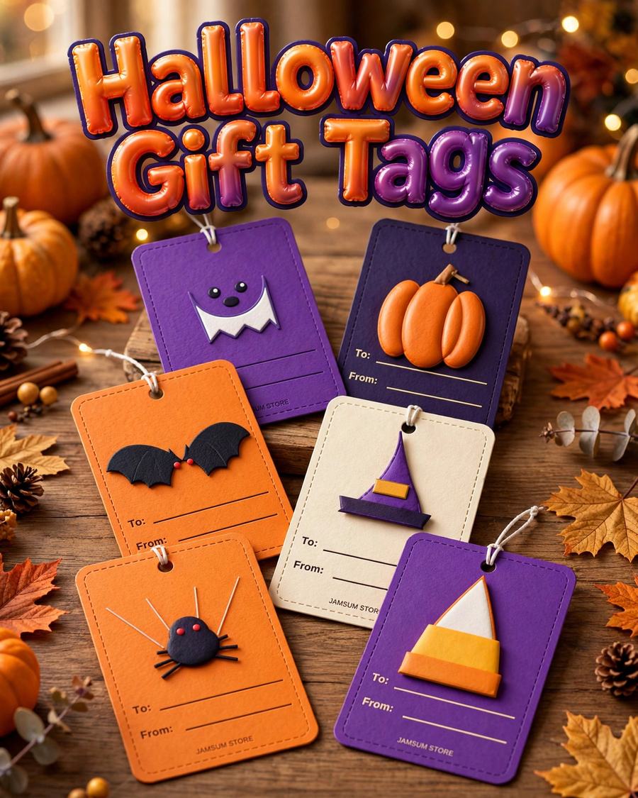 Halloween Gift Tag Set — 24 Printable Tags — digital download by JamSumStore
