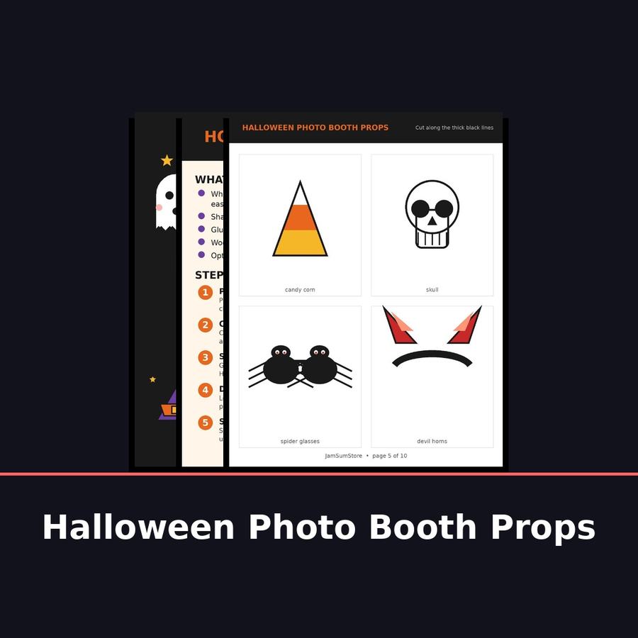 Halloween Photo Booth Props — 30 Printable Props — digital download by JamSumStore