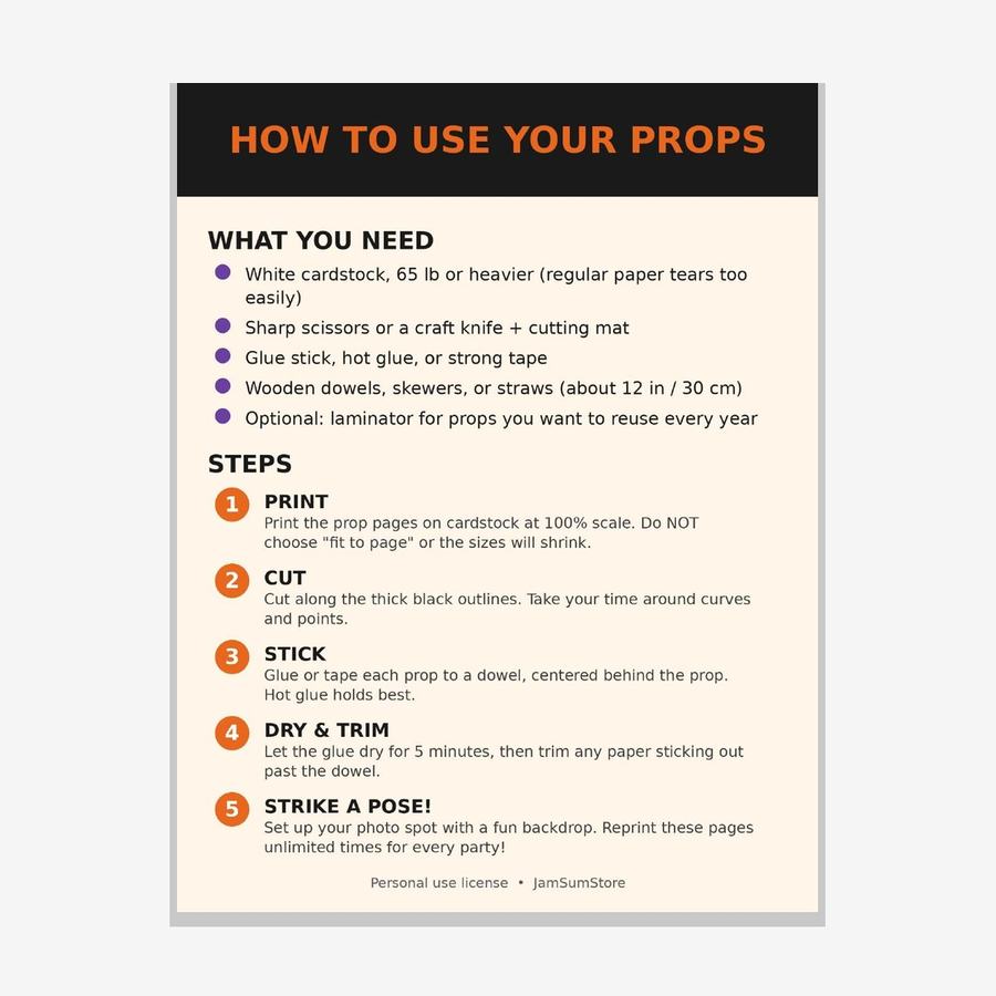 Halloween Photo Booth Props — 30 Printable Props — view 2