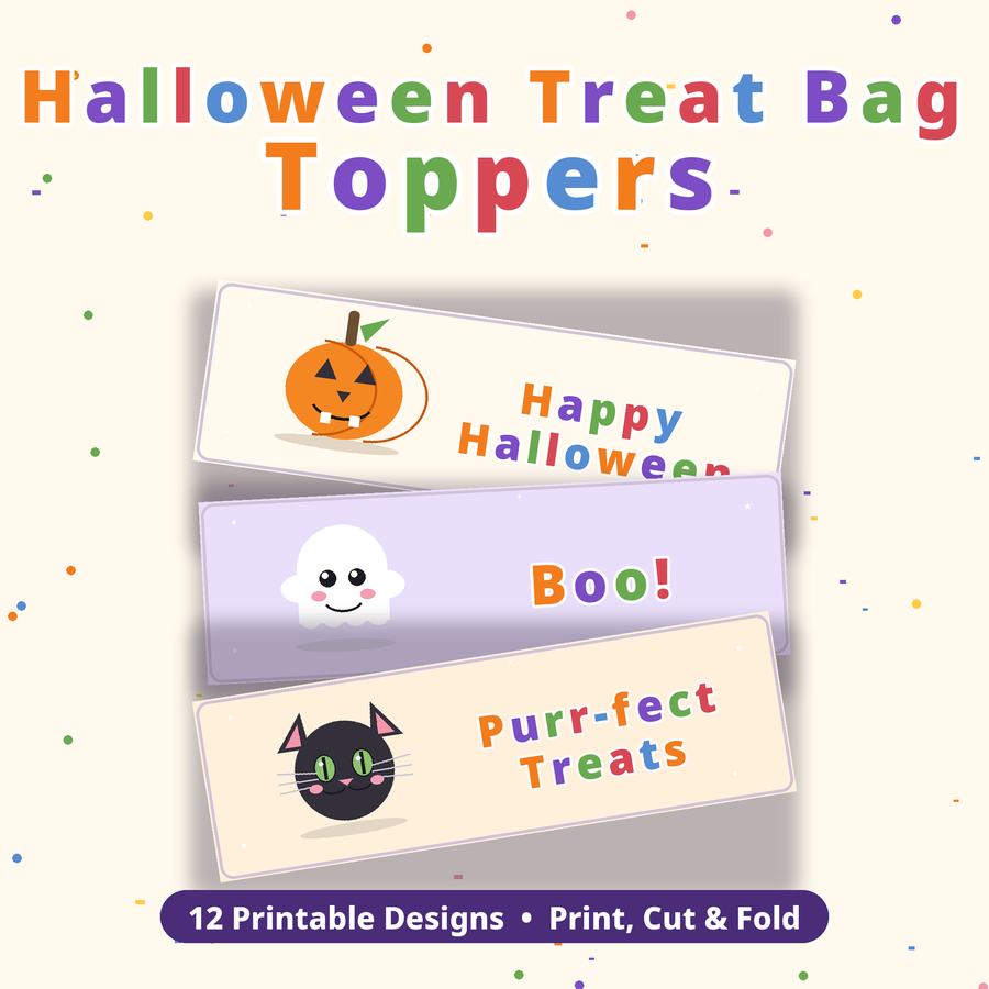 Halloween Treat Bag Toppers — 12 Printable Fold-Over Designs — digital download by JamSumStore