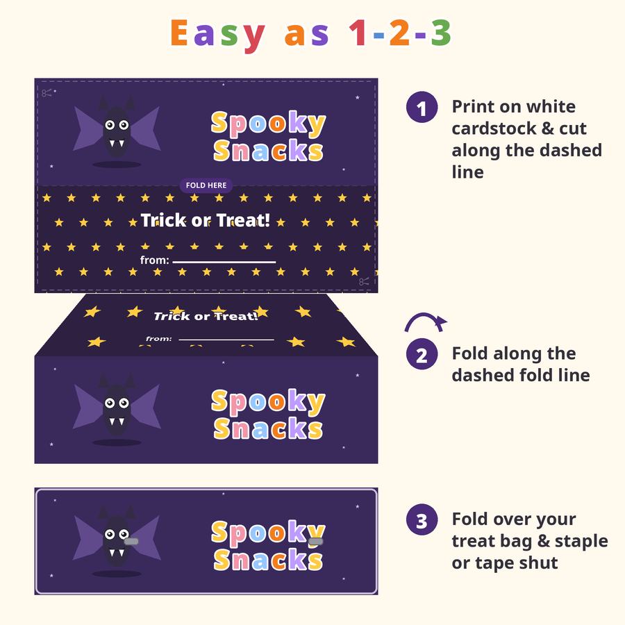 Halloween Treat Bag Toppers — 12 Printable Fold-Over Designs — view 4