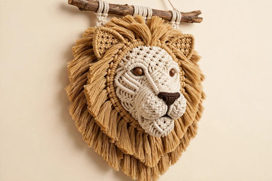 Macramé Lion Wall Hanging Pattern — Nursery Decor Tutorial — view 2