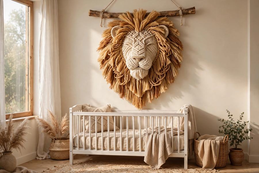 Macramé Lion Wall Hanging Pattern — Nursery Decor Tutorial — view 4