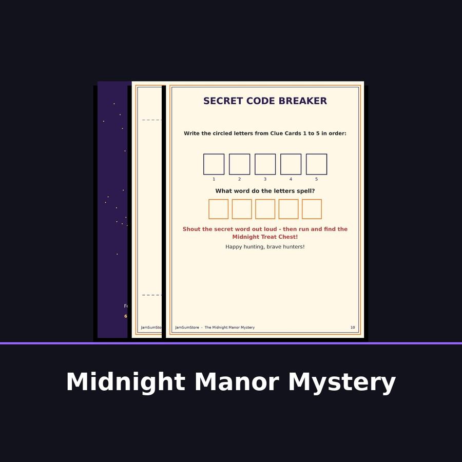 The Midnight Manor Mystery — Halloween Treasure Hunt Kit — digital download by JamSumStore