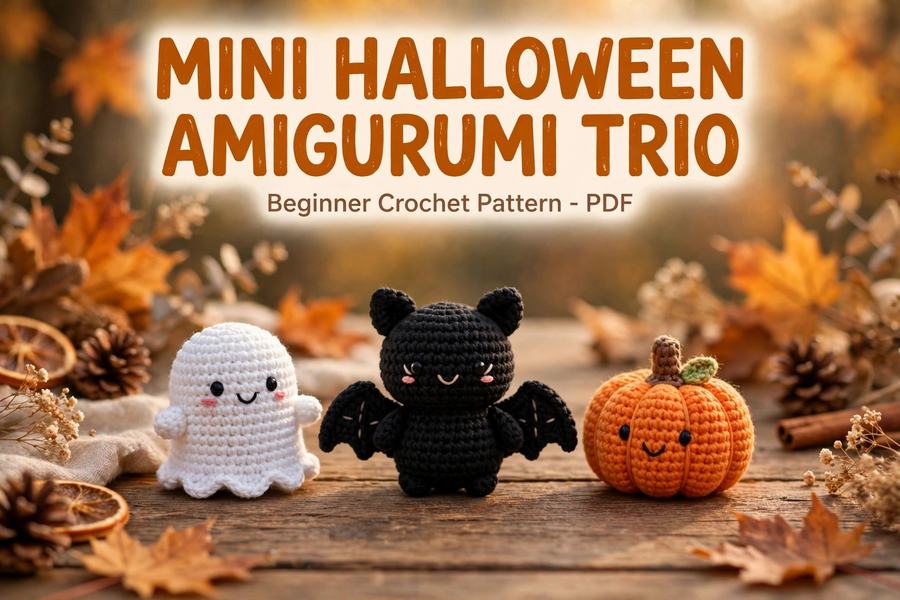 Mini Halloween Amigurumi Trio Crochet Pattern — digital download by JamSumStore