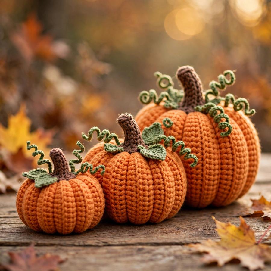 Mini Pumpkin Patch Crochet Pattern — Set of 3 — digital download by JamSumStore