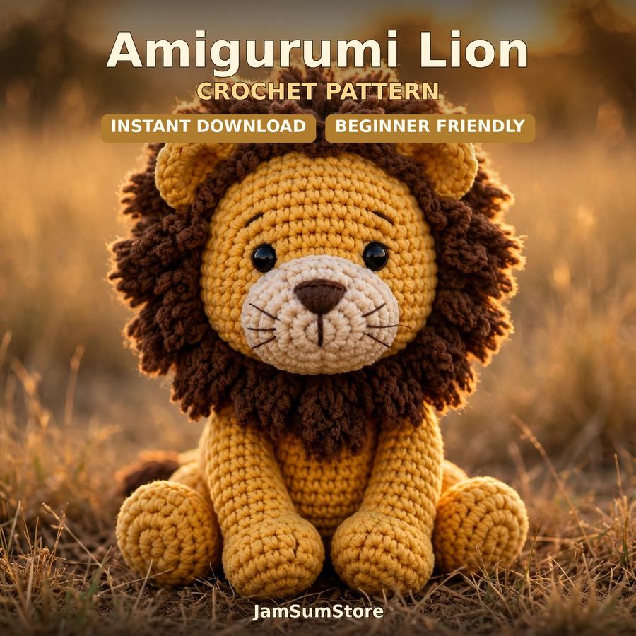 Realistic Lion Crochet Pattern — digital download by JamSumStore