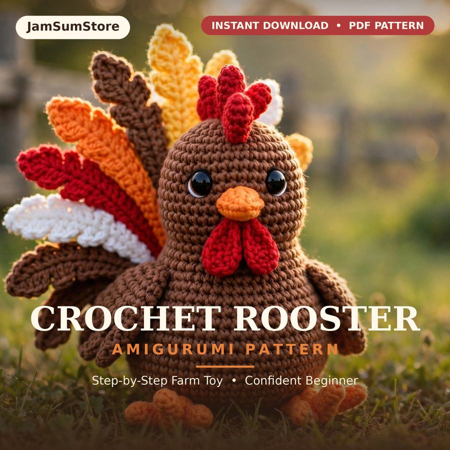 Rooster Crochet Pattern — digital download by JamSumStore
