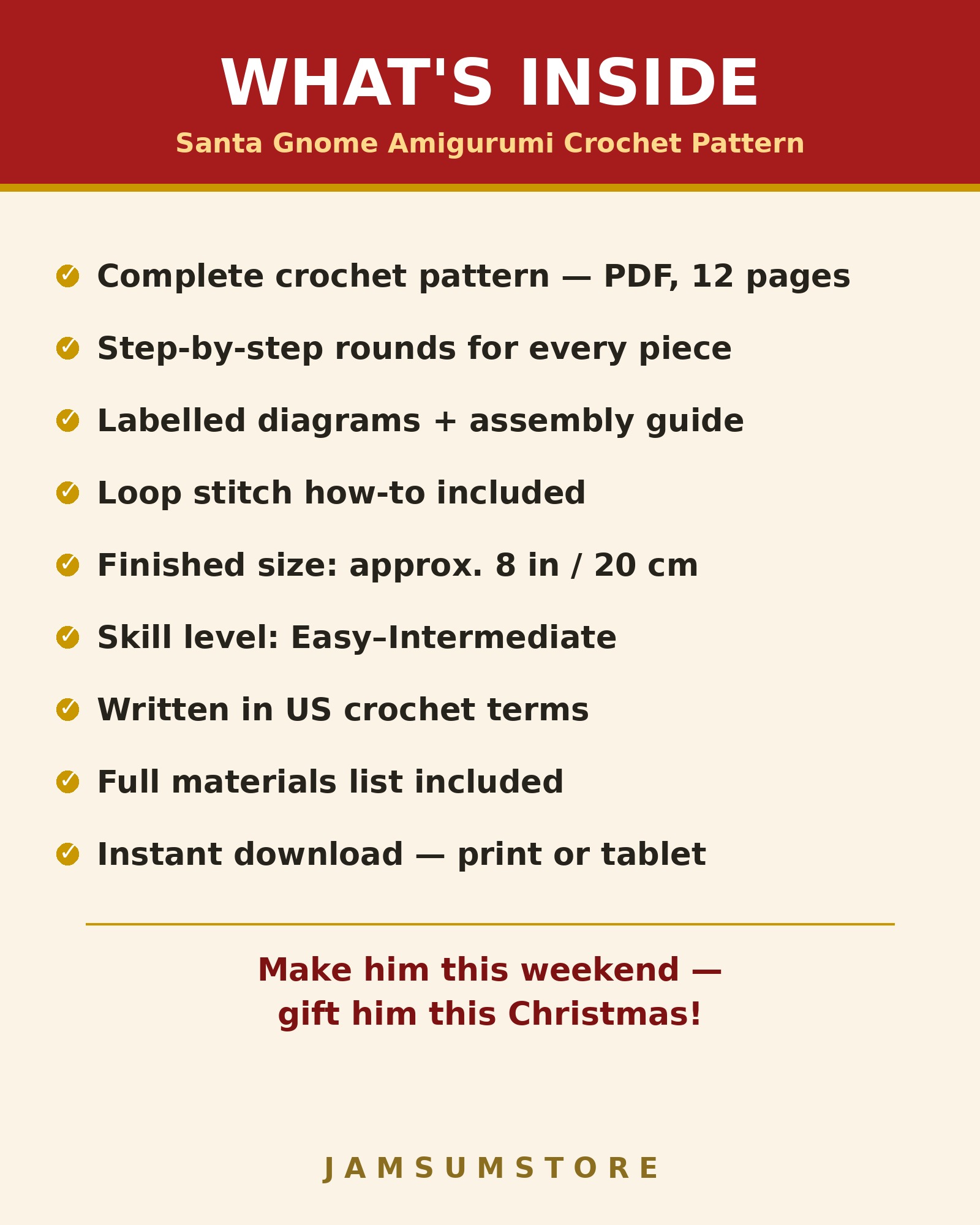 Santa Gnome Amigurumi Crochet Pattern — view 6
