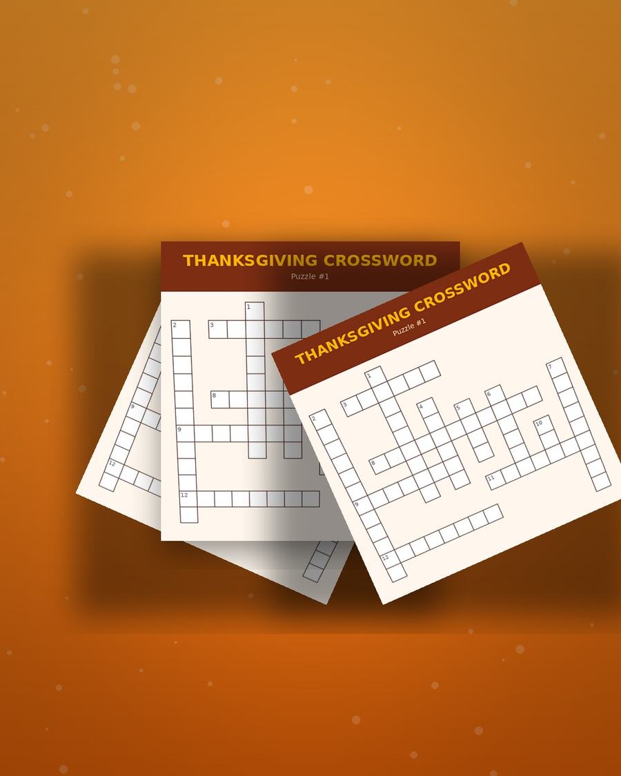 Thanksgiving Crossword Puzzle Pack — 15 Printable Puzzles — view 2