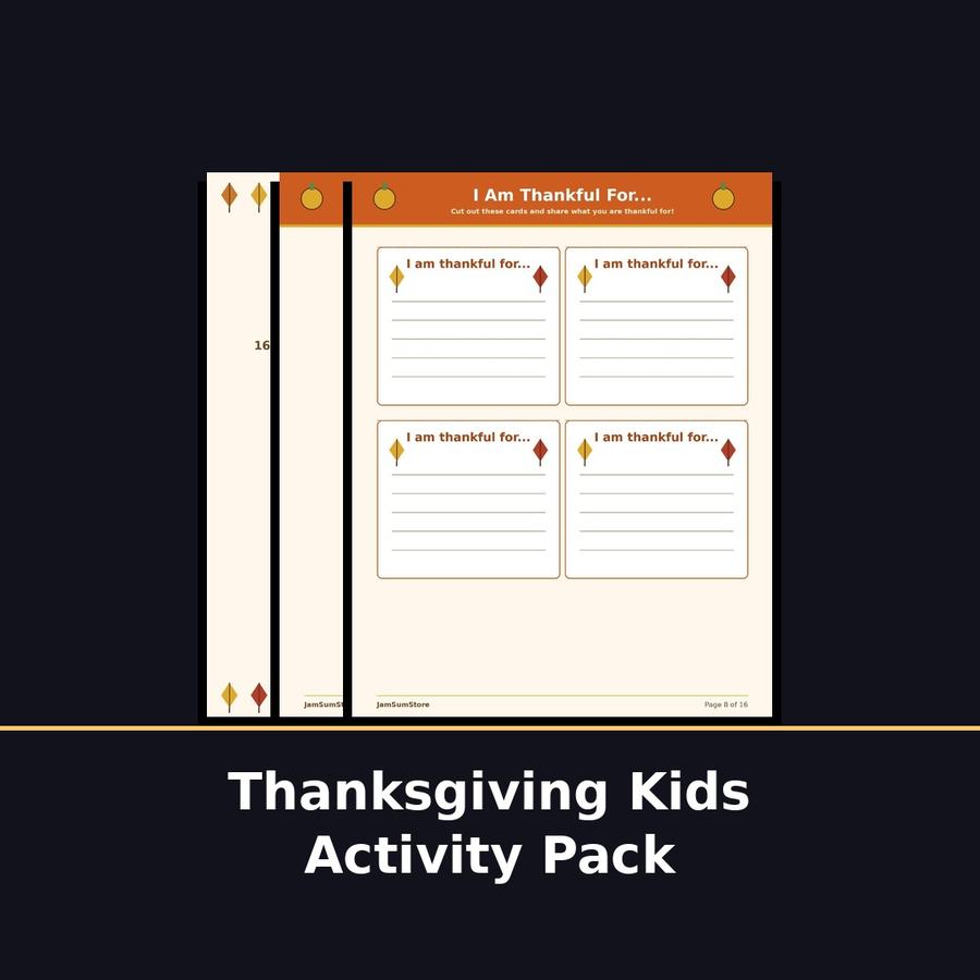 Thanksgiving Kids Activity Pack — digital download by JamSumStore