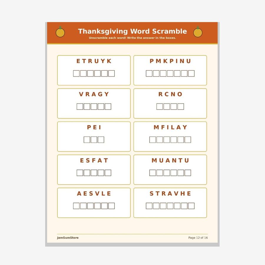 Thanksgiving Kids Activity Pack — view 4