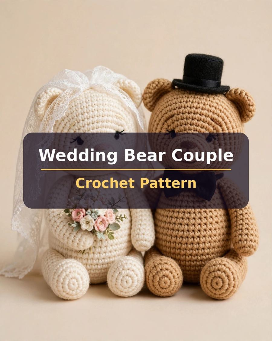 Wedding Bear Couple Crochet Pattern — view 2